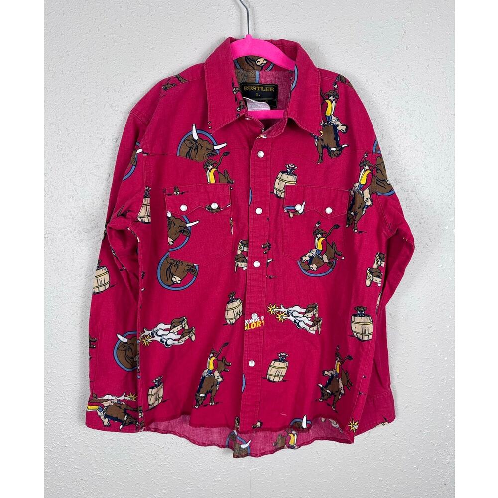 Rustler Western All-over Rodeo Print Boys Size Large